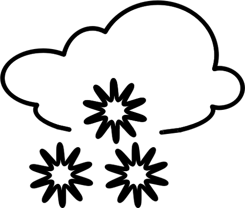 Outline Weather Forecast Icon For Snow Vector Illustration - Snowy Black And White (500x424)