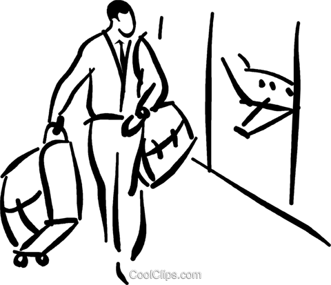 Man In Airport Royalty Free Vector Clip Art Illustration - Man In Airport Royalty Free Vector Clip Art Illustration (480x413)