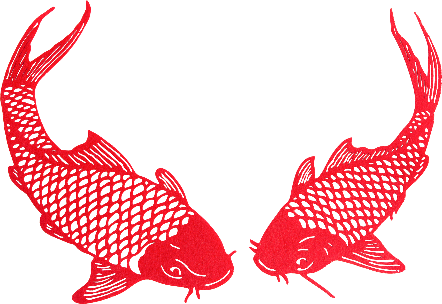 Common Carp Papercutting Red Illustration - Papercutting (1816x1296)