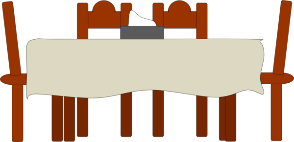Clipart Of Kitchen, Chairs And 3d Table Clipart Of - Cartoon Dining Table (600x290)