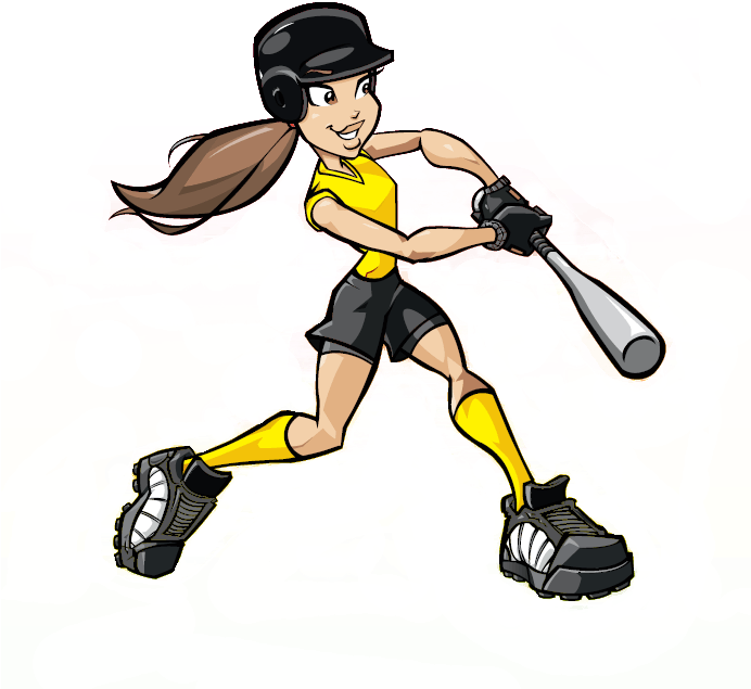 Girl - Softball Cartoon (691x676)
