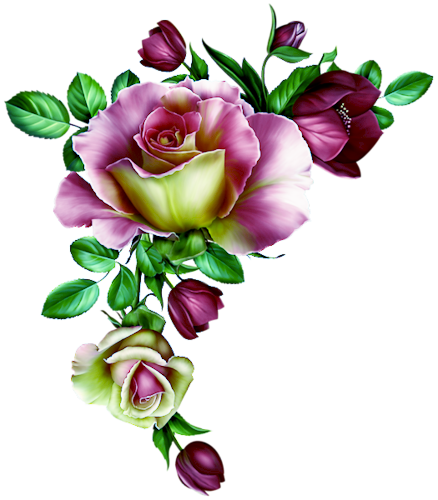 Ok Rose Clipart - Purple Rose Vintage Png (438x500)