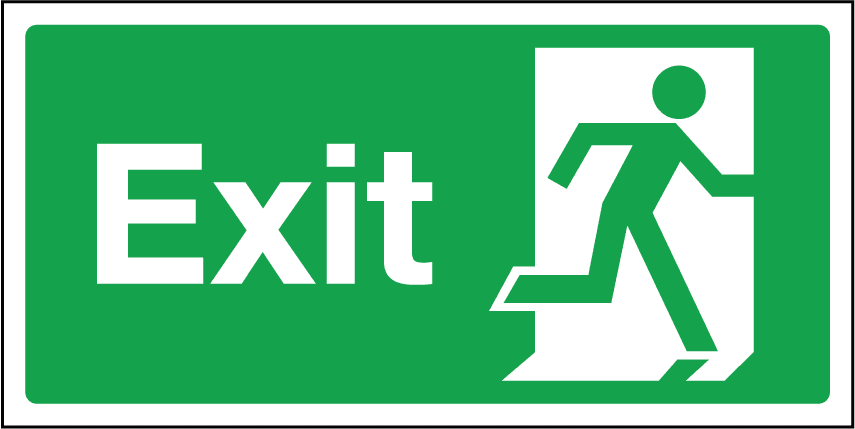 Exit Sign Clipart - Bs44 Rigid Self Adhesive 300 X 150mm Exit Running Man (855x429)