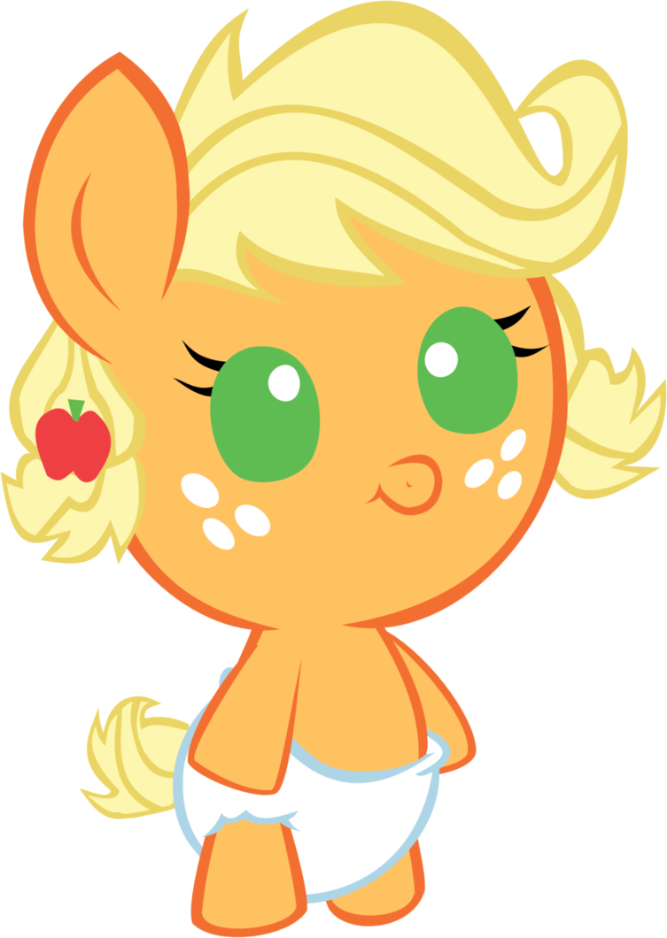 Cute Applejack Foal Green Eye Version By Megarainbowdash2000 - Foal (753x1060)