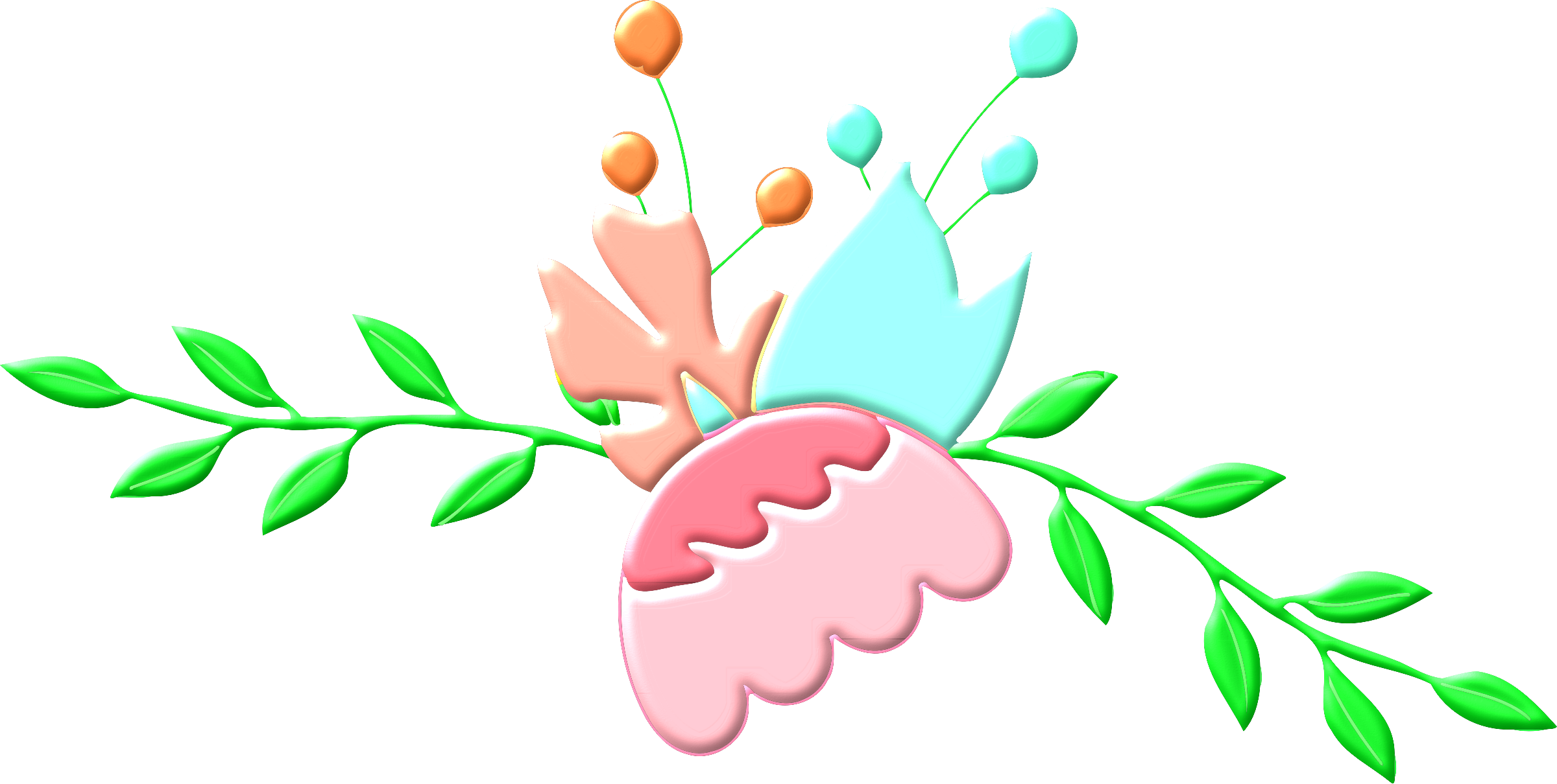 Big Image - Clip Art Flower Vintage Png (2400x1210)