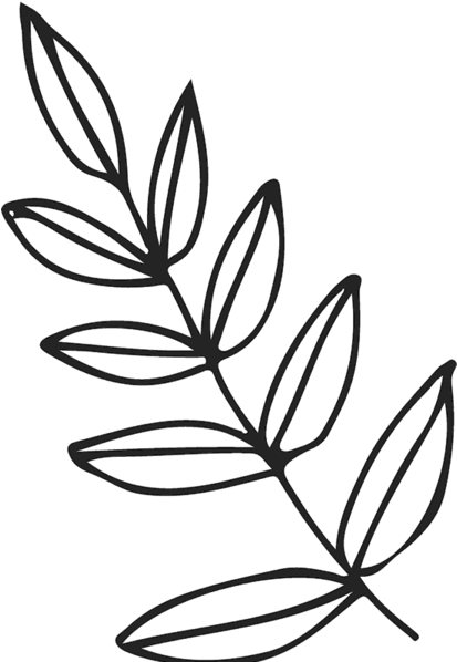 Rowan Leaf Branch Rubber Stamp - Line Art (600x600)