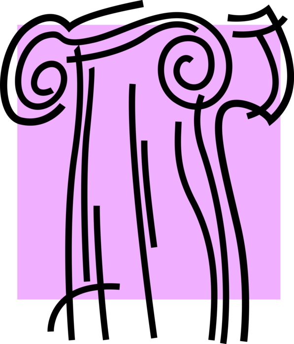 Vector Illustration Of Ancient Classic Greek Architecture - Ionic Order (597x700)