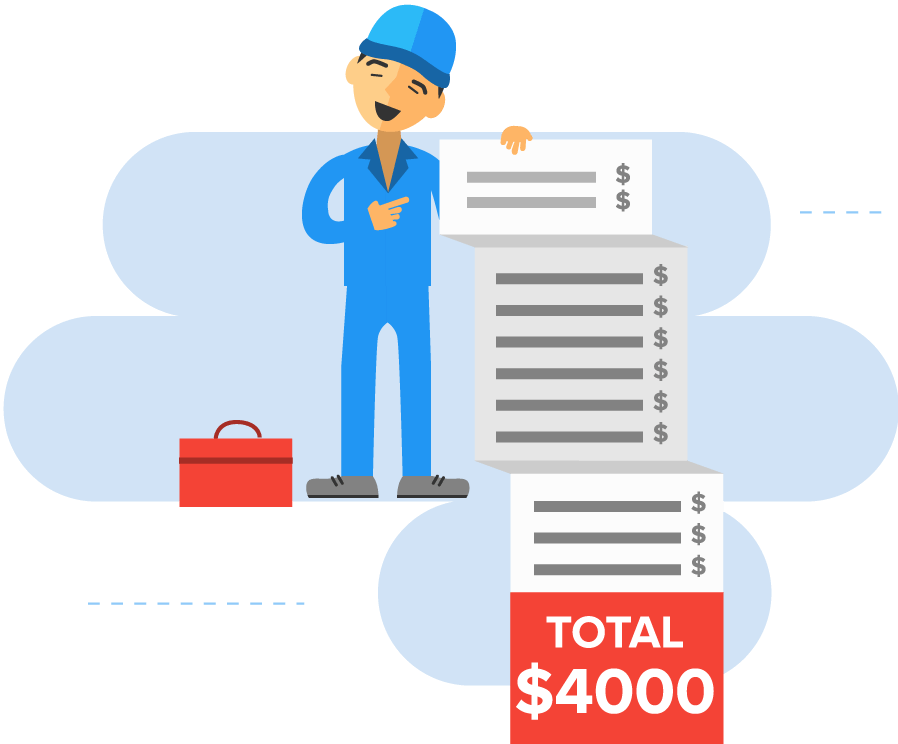 Mechanic Presenting A Long And Expensive Bill - Mechanic (898x744)