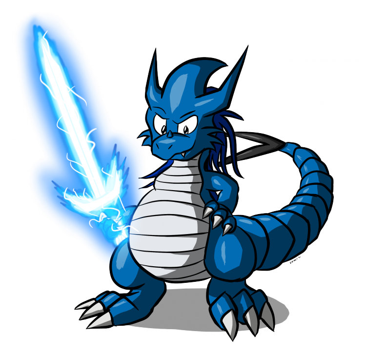 Drawn Katana Dragon - Drawn Dragon On Sword (750x728)