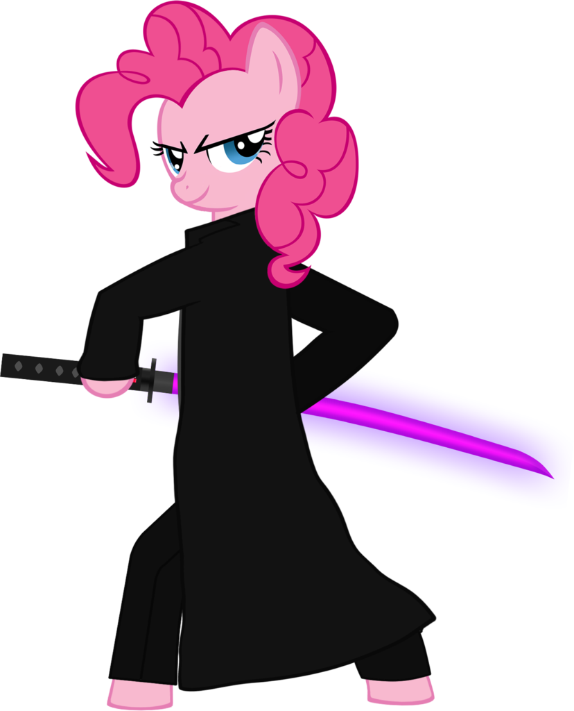Darkaluminum, Clothes, Katana, Pinkie Pie, Safe, Simple - Cartoon (828x1024)