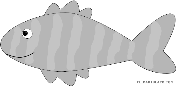 Cartoon Fish Animal Free Black White Clipart Images - Transparent Cartoon Fish (600x330)
