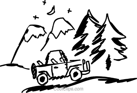 Jeep Parked By Mountains Royalty Free Vector Clip Art - Jeep Parked By Mountains Royalty Free Vector Clip Art (480x325)