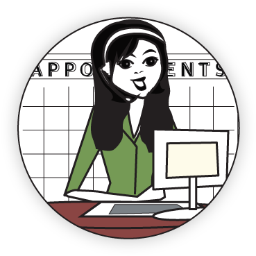 Appointment Desk - Cartoon (375x373)