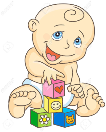 Baby Playing With Blocks - Baby Playing With Blocks Clipart (403x463)