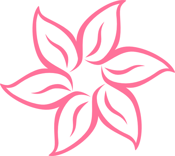 Simple Pink Flower Hi - Flower Clipart Black And White (600x536)