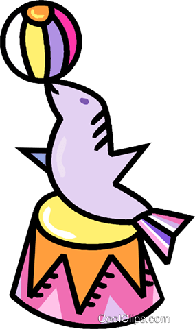 Foca Amestrada Livre De Direitos Vetores Clip Art Ilustração - Foca Amestrada Livre De Direitos Vetores Clip Art Ilustração (284x480)
