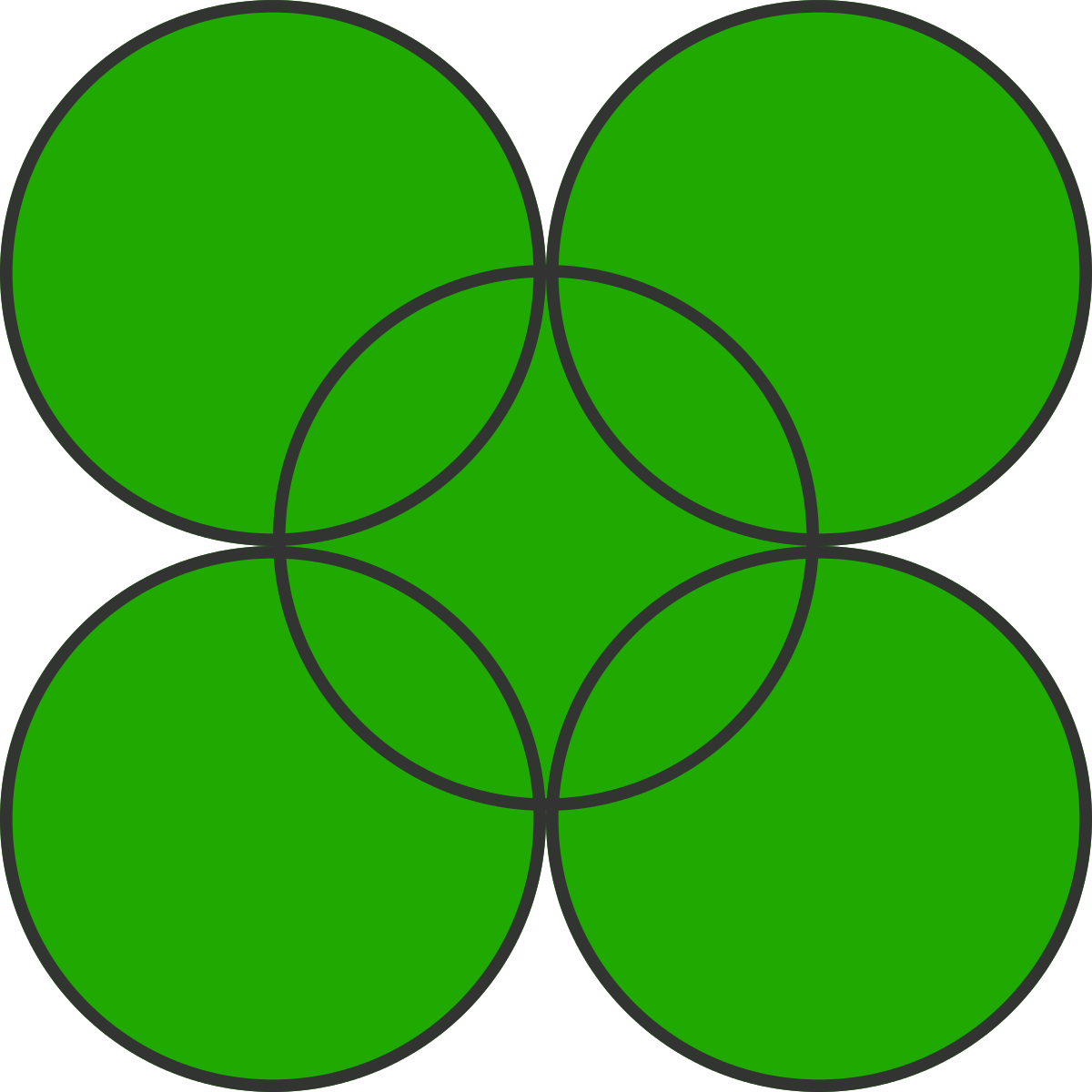 5 Unit Circles Are Placed With Their Centers On A Square - Square Yard (1200x1200)