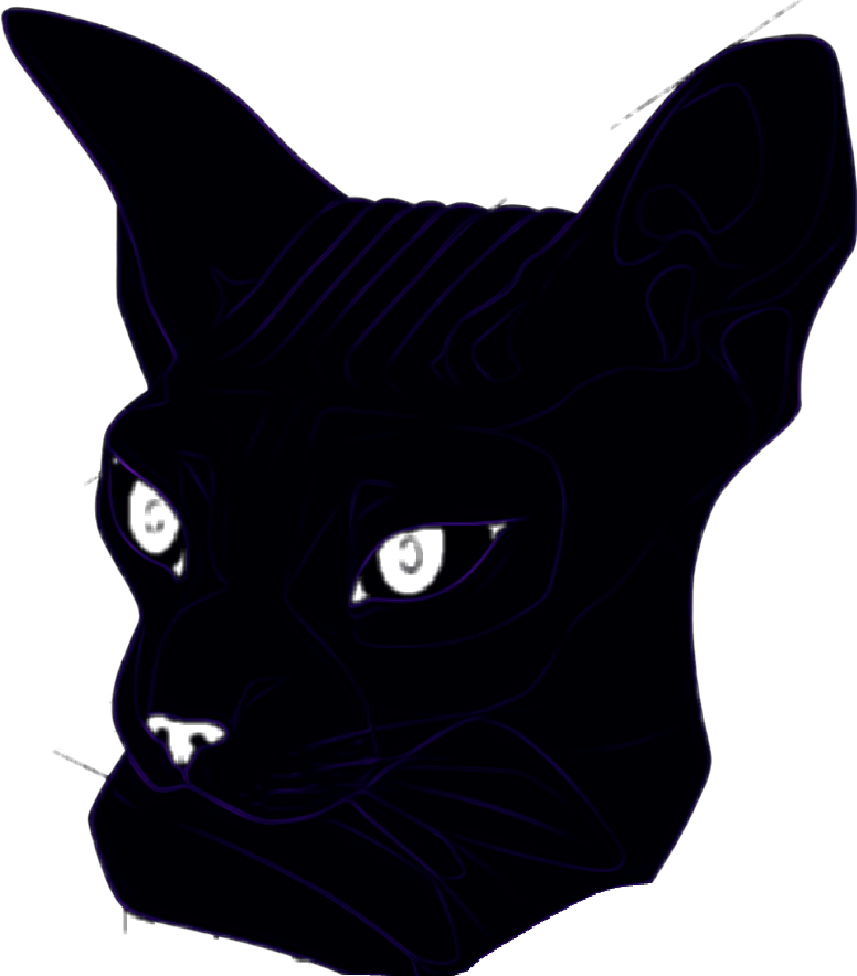 Neon Cat Sphynx Head Purple Sticker Violet Glow Remixit - Black Cat (776x884)