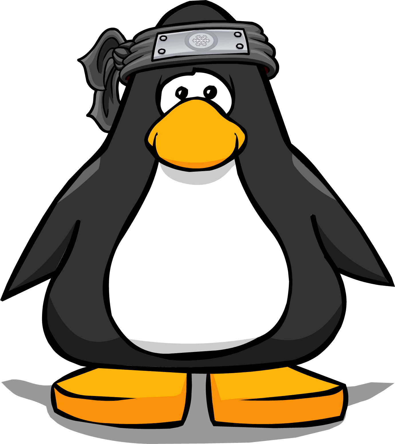 Black Ice Headband From A Player Card - Club Penguin With Hat (1380x1554)