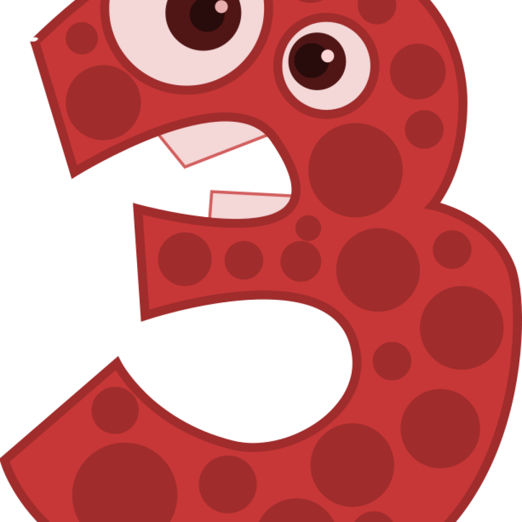 2 Clipart Number Animals 2 Kablam Clip Art Clipart - Number Three Tile Coaster (1024x1024)