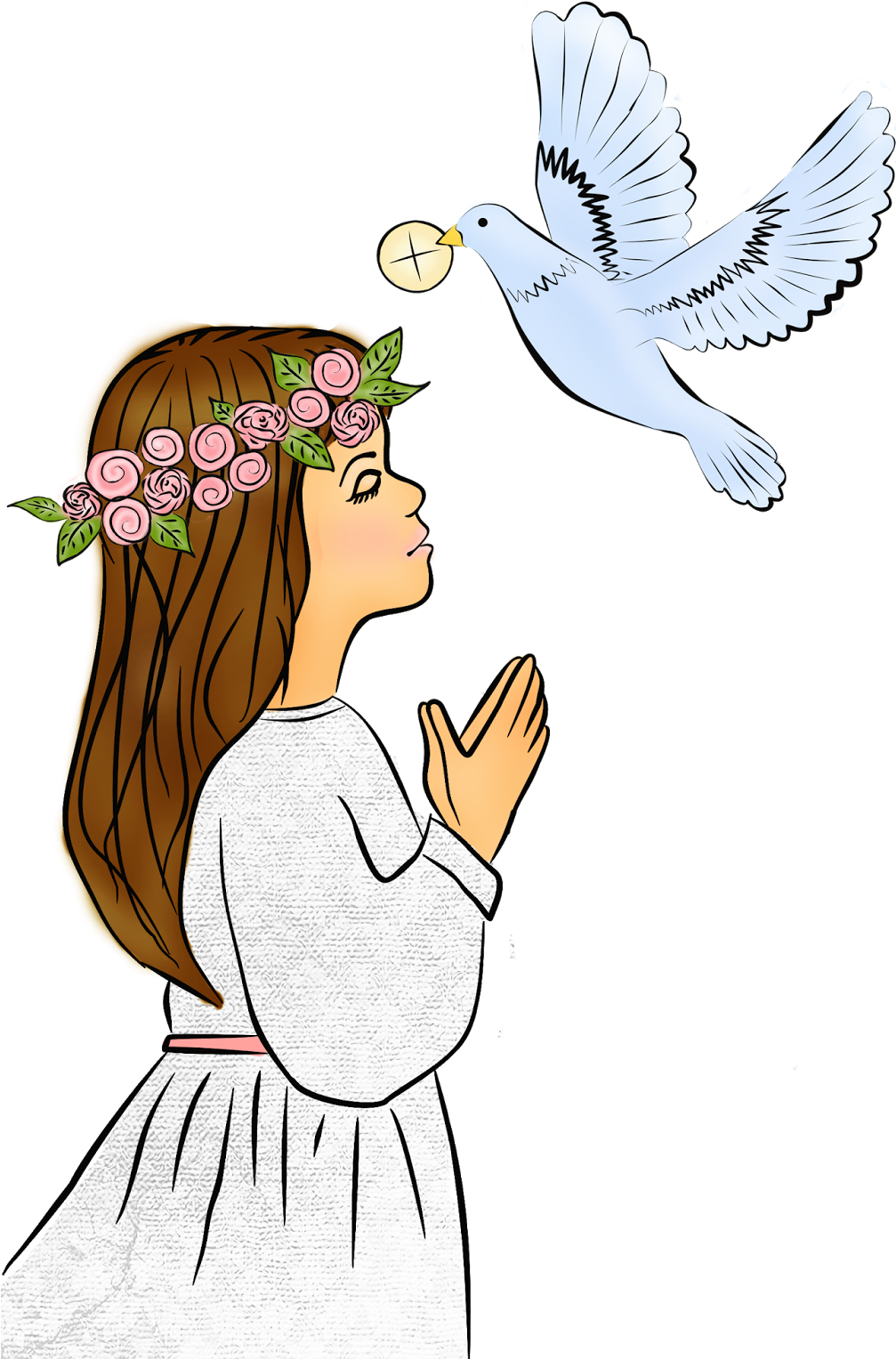 Holy Communion Girl Clipart - Pierwsza Komunia Święta Dziewczynka (1030x1600)