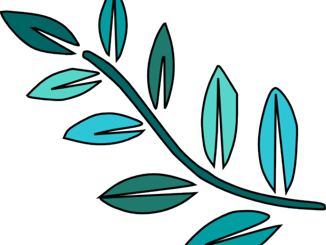 Teal Clipart Leaf - Tree Branch Clip Art (640x480)