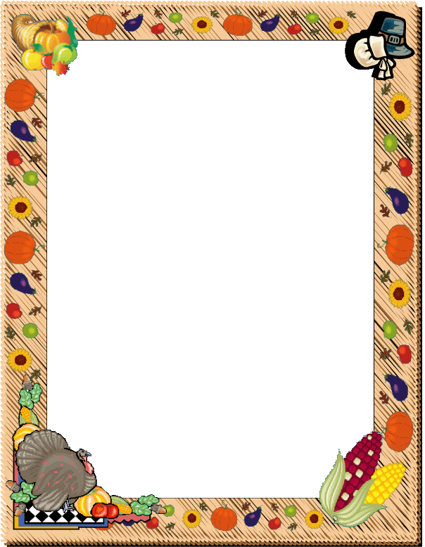Thanksgiving Day Border Clipart - Thanksgiving Page Borders Free (604x778)