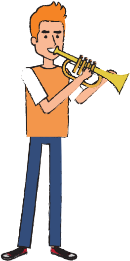 Man Playing Trump Character - Cartoon (550x550)