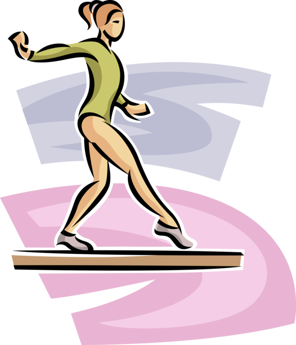 Vector Illustration Of Gymnast Performs On Balance - Clip Art (600x700)