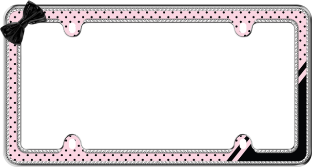 Pink/black Polka Dots With Bow $24 - Cruiser Accessories Retro Polka Dot Bling License Plate (640x343)