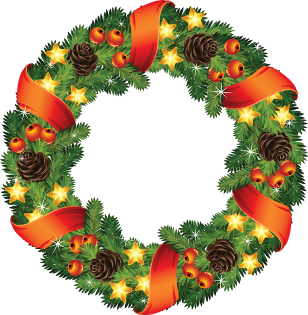 Clip Art - Christmas Wreath Vector Free (600x614)