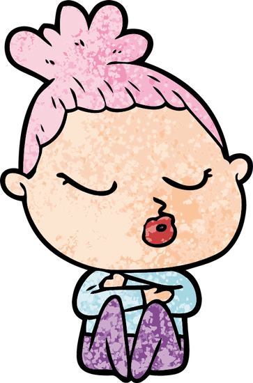 Cartoon Calm Woman - Desenho De Mulher Chorando (363x550)
