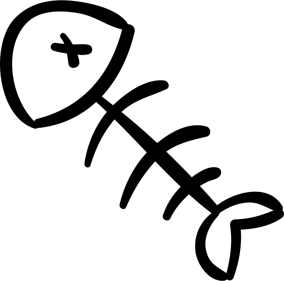 Fish Skeleton Hand Drawn Bones Comments - Fish Drawn Png (980x970)
