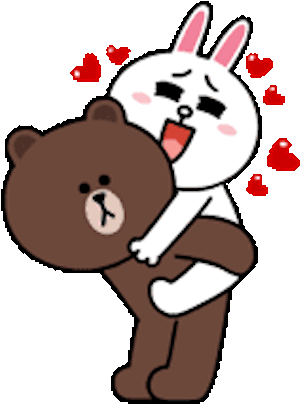 Bear And Rabbit Couple Animated Messages Sticker-11 - Sticker Brown And Cony (400x466)