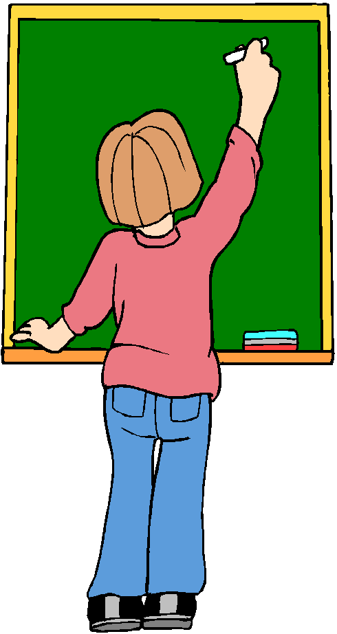 Education Pack Links » Teacher Writing On A Chalkboard - Writing On A Chalkboard Clipart (490x922)