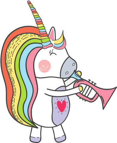 Beautiful Unicorn Play Trumpet Instrument - Trumpet (550x550)