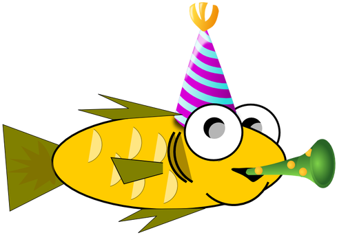 Party Fish Vector Image - Verjaardag Vis (500x356)