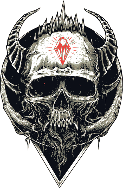 Dark Art - Skull Art - Devil Skull Transparent (473x720)