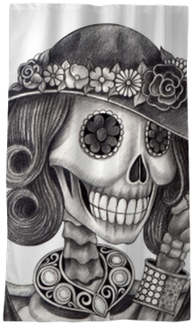 Skull Art Day Of The Dead - Drawing (400x400)