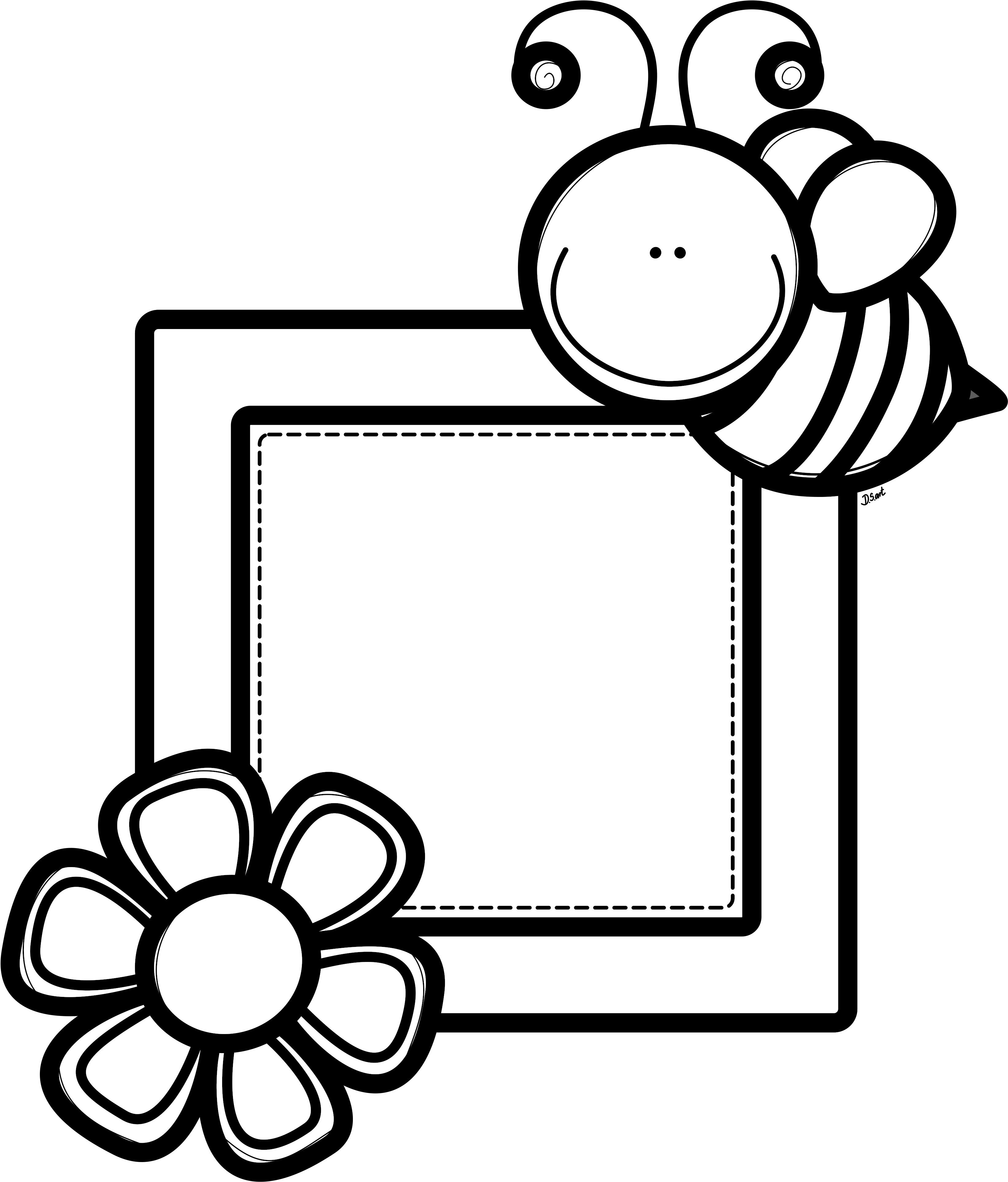 Black And White Coloring Picture Frame - Coloring Book (3375x3875)