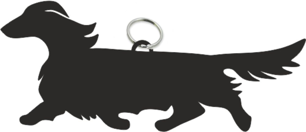 Dachshund Long Haired Key Ring Fob - Long Haired Dachshund Silhouette (1000x1000)
