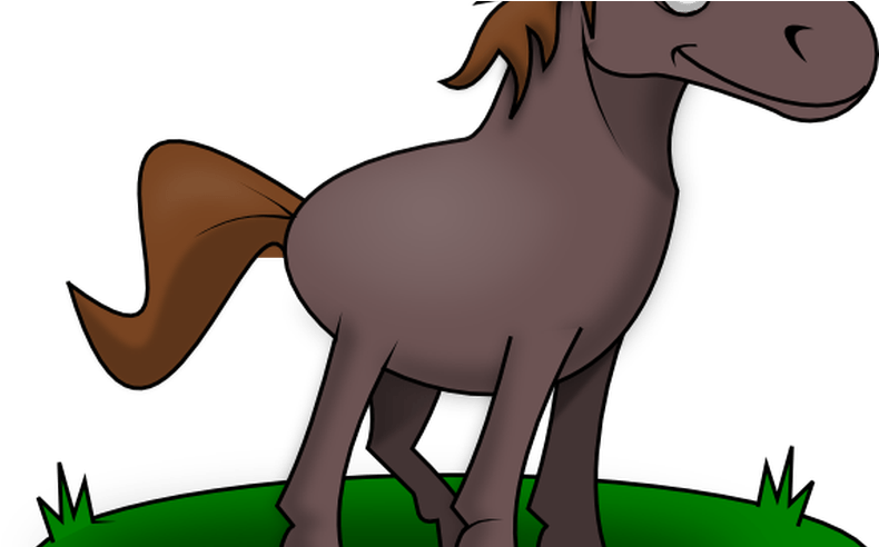 Horse Eating Grass Clipart 6 By Holly - Конь Рисунок Для Детей (800x491)