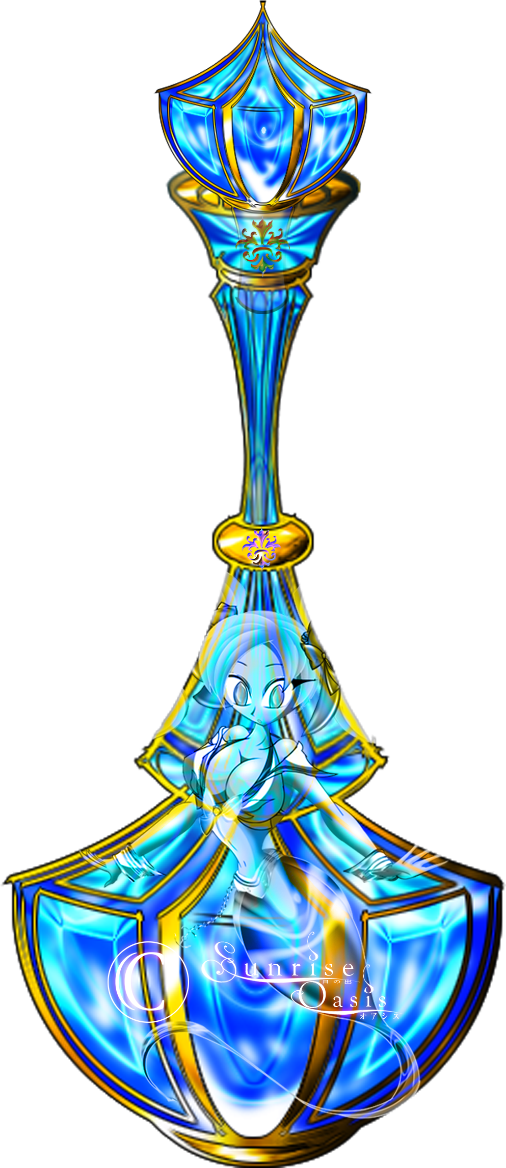 Genie Kasumi In A Lure Bottle By Sunrise On - Ginnie Lamp Drawings Rittik Devaitart (1025x2340)