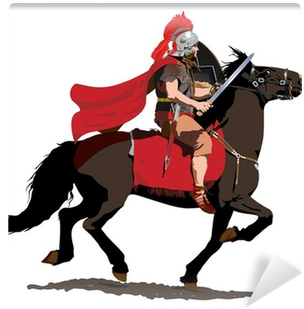 Roman Soldier On Horseback Charges With Sword Drawn - Roman Soldier On Horse (400x400)