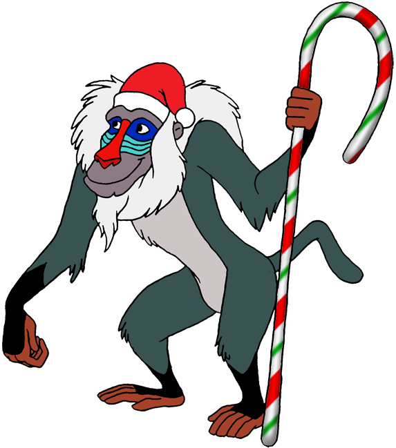 Rafiki Png Clipart - Lion King Christmas Png (573x649)