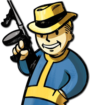 View Samegoogleiqdbsaucenao Vault Boy Gun , - Vault Boy With Tommy Gun (357x400)