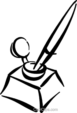 Fountain Pen In An Inkwell Royalty Free Vector Clip - Tintenfass Clipart (329x480)