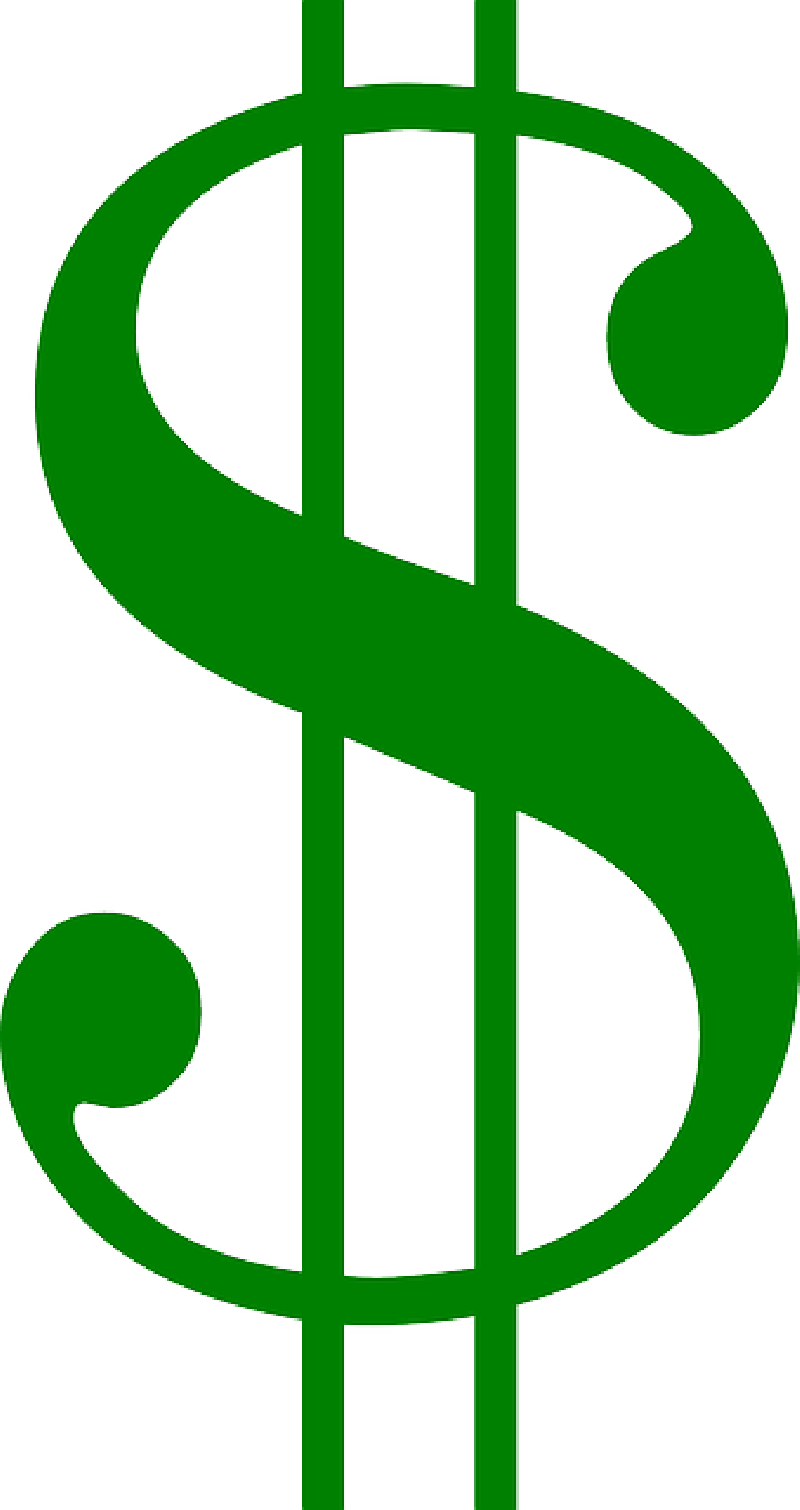 Green, Symbol, Signs, Money, Free, Dollar - Dollar Sign Clip Art (800x1510)