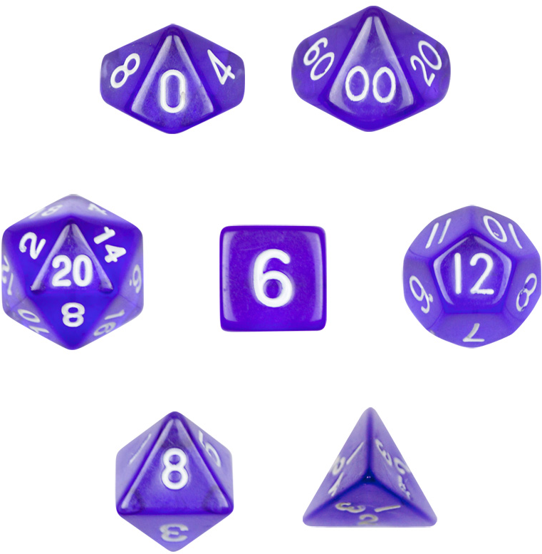 7 Die Polyhedral Dice Set In Velvet Pouch-translucent - Wiz Dice Arcane Aura (825x825)