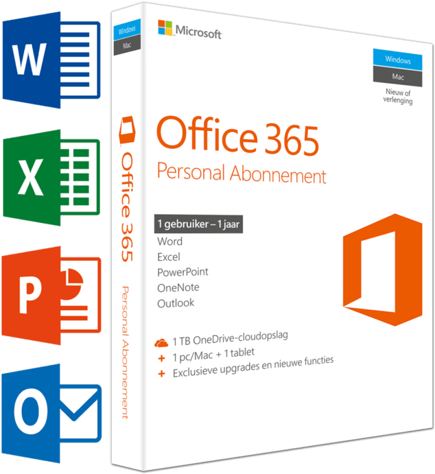 Microsoft Office 365 Personal 1 Jaar Abonnement Nl - Microsoft Office (640x694)